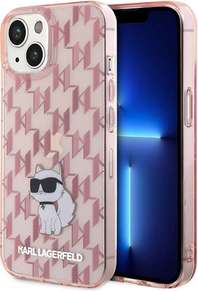 Mbështjellës Karl Lagerfeld Monogram Choupette për iPhone 15, Rozë