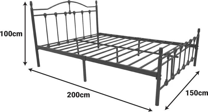 Krevat metalik Wotso, ngjyrë e zezë, 150x200cm