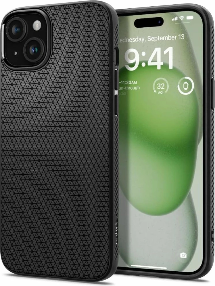 Mbështjellës Spigen Liquid Air për iPhone 15 Plus, Matte Black