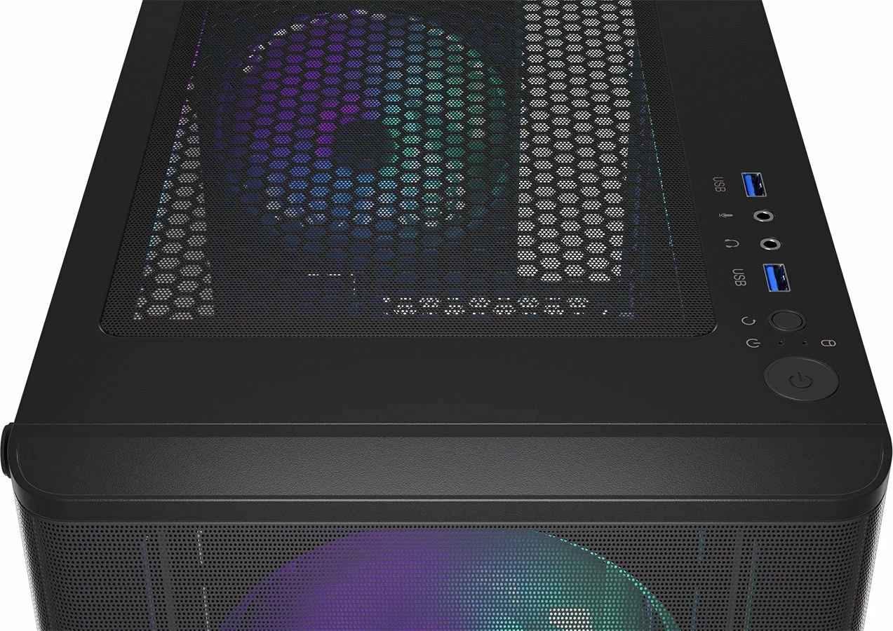 Kasë Endorfy Ventum 200 ARGB EY2A014 Midi Tower ATX me xham të kalitur, 4x120mm PWM ARGB fans, pa PSU, e zezë