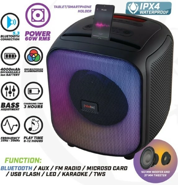 Altoparlant Bluetooth Rebeltec PowerCUBE 500, 60W, IPX4, i zi