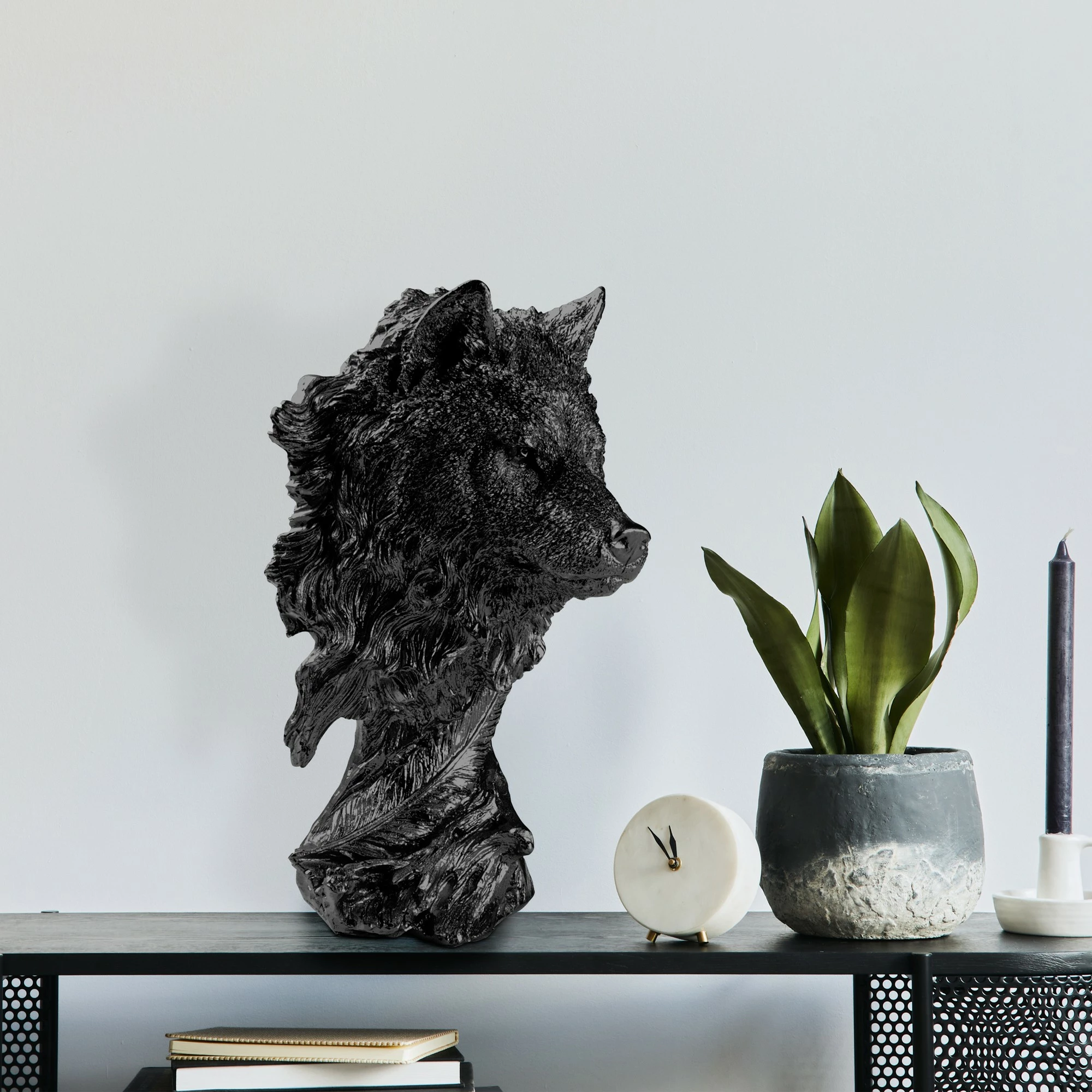 Objekt dekorativ Aberto Design, ujk, Wolf-4, ngjyrë e zezë