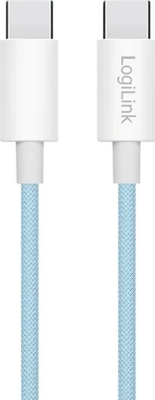 Kabëll USB-C LogiLink USB-C/USB-C 0.5m, najlon, kaltër