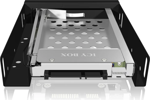 Kasë rack 3.5" për disk 2.5" SATA ICYBOX IB-2216StS, 6 Gbit/s, Hot Swap, e zezë, set me kabllo