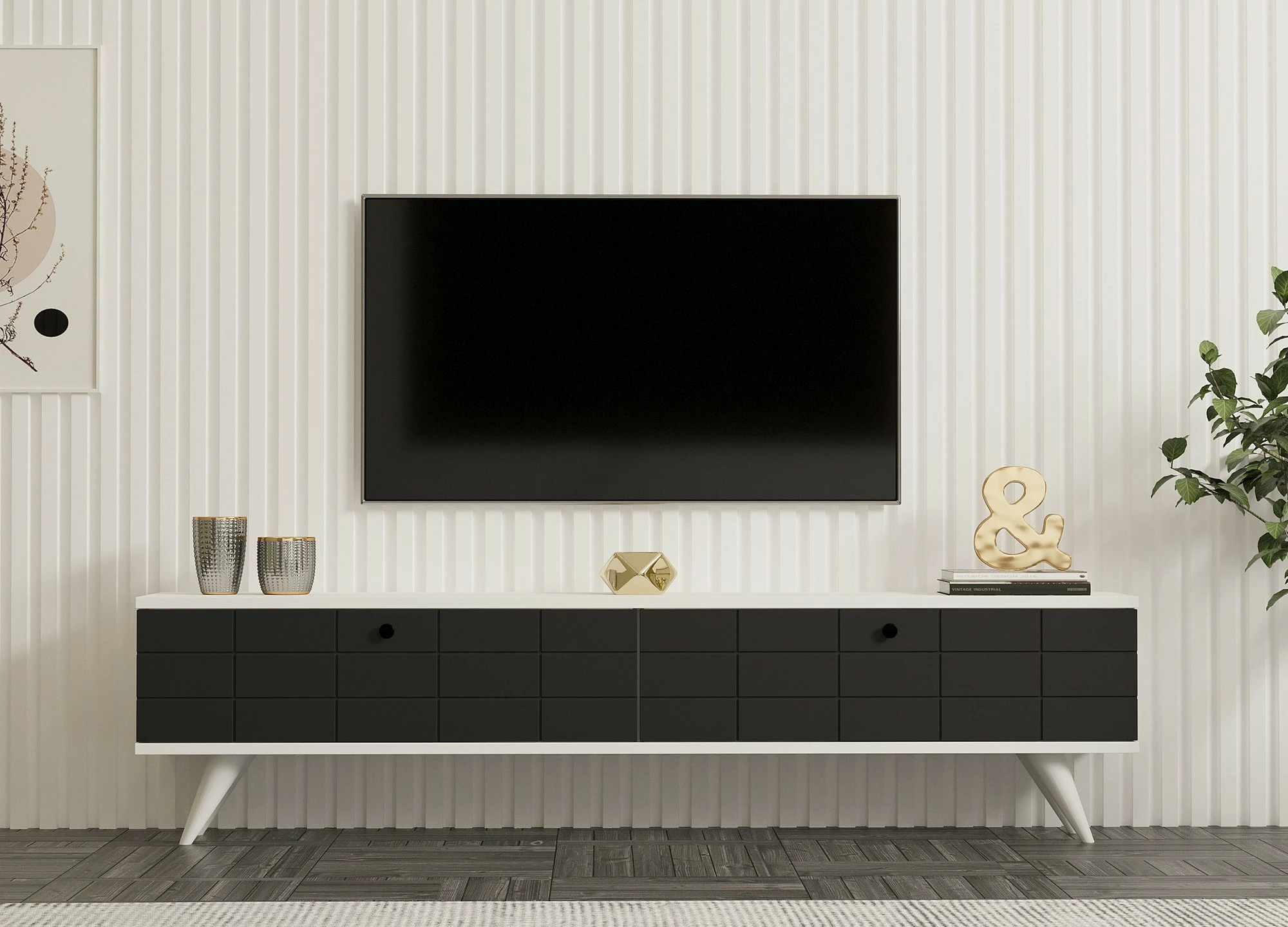 Komodë TV Hanah Home, ngjyrë alberi-antracit, e bardhë