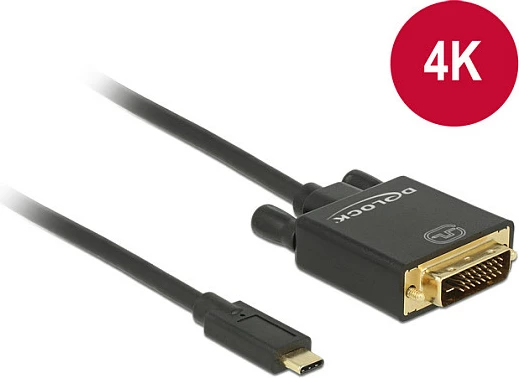 Kabllo DeLOCK USB-C në DVI-D 24+1, 3 m, 3840x2160 (4K), e zezë