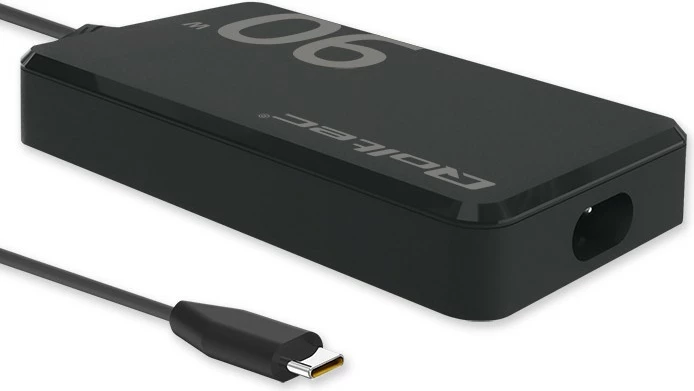 Karikues muri Qoltec 52422, 90W GaN, USB-C 3.1, me kabllo, i zi