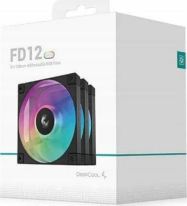 Ventilator kompjuteri Deepcool FD12 ARGB 120mm PWM, i zi, set 3 copë