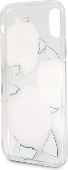 Mbështjellës Guess Flower Desire për iPhone X/XS, Transparent, me trëndafila të kuq