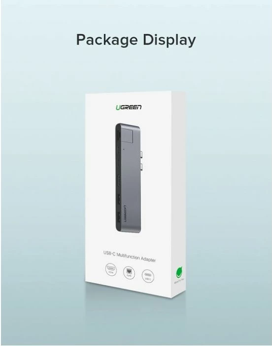 USB-C hub UGREEN 60559, HDMI 4K@30Hz, 3x USB 3.0, USB-C PD 100W, gri, me kuti