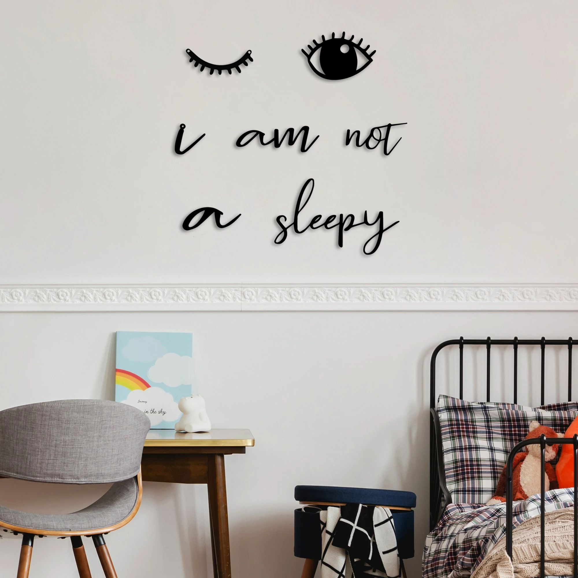 Aksesor dekorativ metalik për mur, Wallity, Not Sleepy