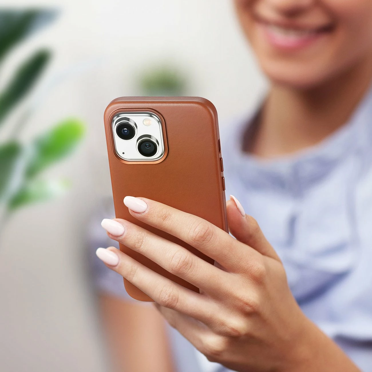 Mbështjellës Dux Ducis Naples për iPhone 14 Plus, lëkurë, MagSafe, Kafe