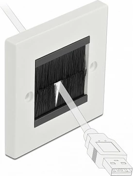 Kapak menaxhimi kabllosh DeLOCK 86 x 86 mm me furça, mat, i bardhë