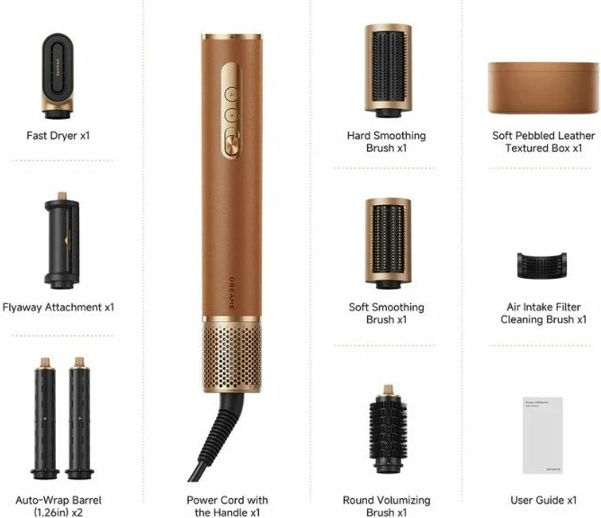 Tharëse flokësh dhe stilues DREAME AirStyle Pro AMF18A-BR, 7-në-1, 1300W, me 7 shtojca, kafe