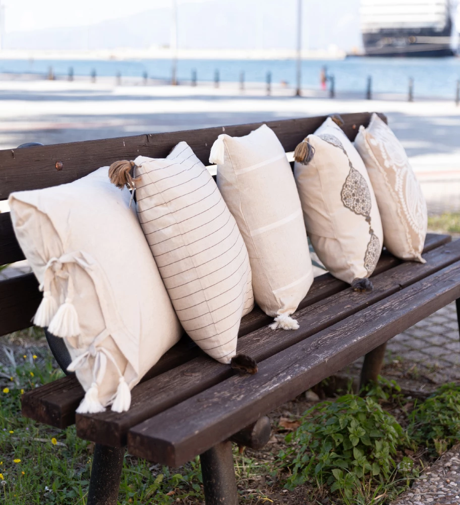 Jastëk dekorativ Ammos 6, pambuk, bezhë, 45x45cm