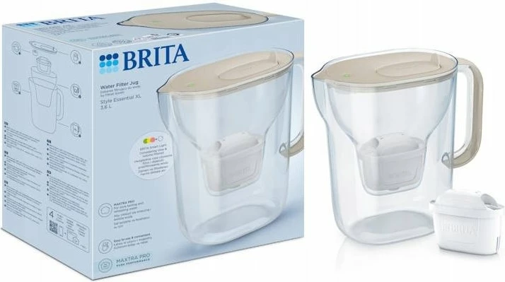 Kanarë filtruese uji Brita Style Essential XL 3.6 L, me filtër MAXTRA PRO (1 copë), kafe