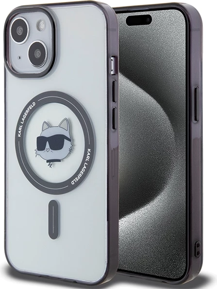 Mbështjellës Karl Lagerfeld KLHMP15MHCHNOTK për iPhone 15 Plus 6.7", transparent, MagSafe