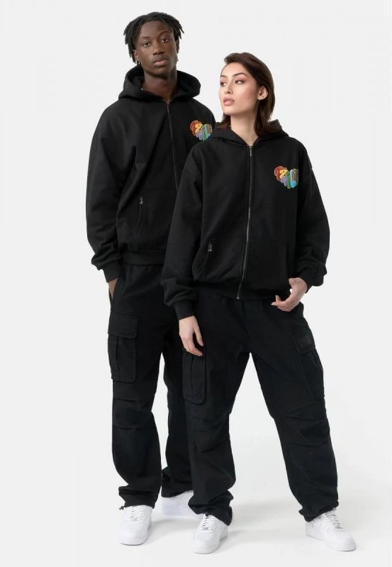 Duks me zip të plotë Karl Kani Woven Signature Kani Life OS për meshkuj dhe femra, ngjyrë e zezë [Madhësia: XS]
