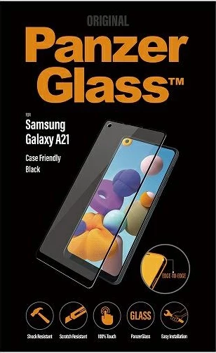 Xham i temperuar PanzerGlass për Samsung Galaxy A21, kornizë e zezë
