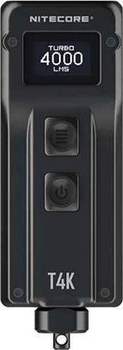 Llambë dore Nitecore T4K 4000 lm, USB-C, bateri 1000 mAh, OLED, brelok, e zezë