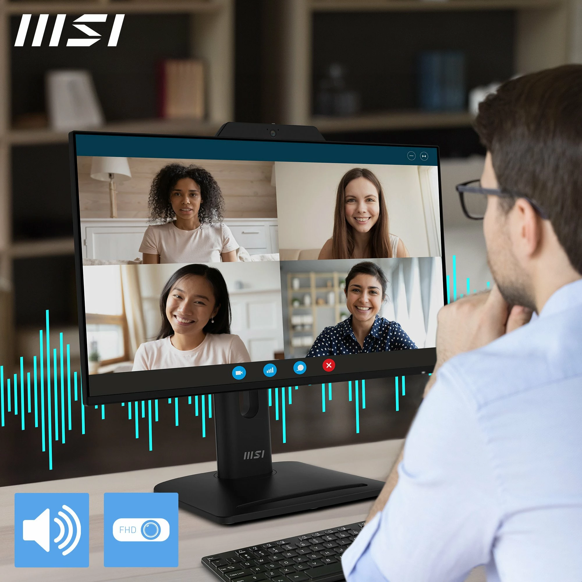 Monitor MSI PRO MP242PMG 23.8" Full HD IPS 120Hz me kamerë dhe altoparlantë, i zi
