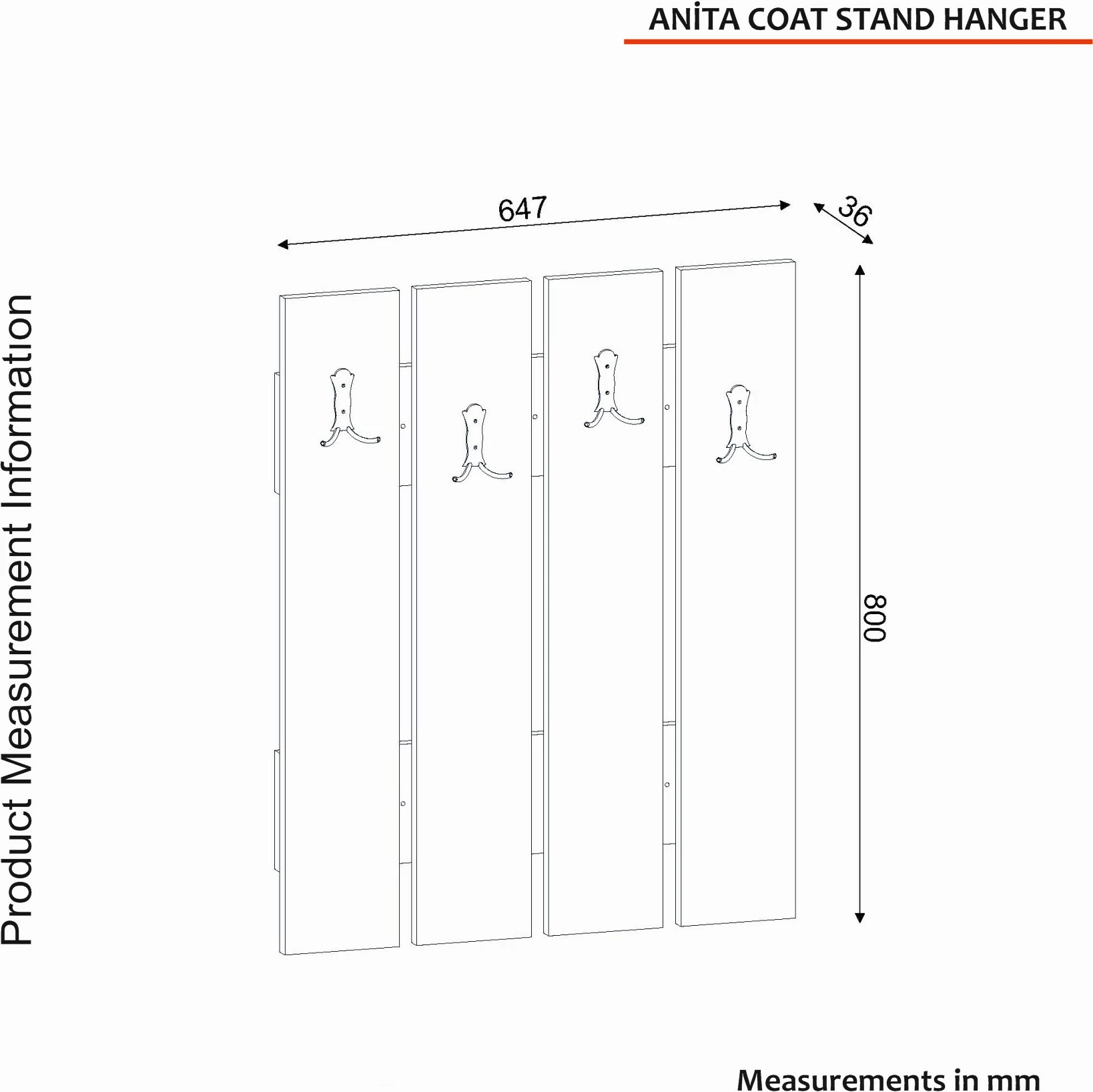 Stendë për koridor, stil skandinav, e bardhë, Hanah Home Anita