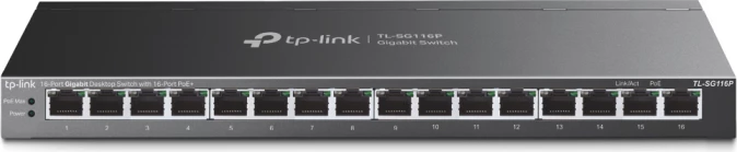 Switch TP-LINK TL-SG116P, 16 porta Gigabit, 8x PoE+ 120W, metal, i zi