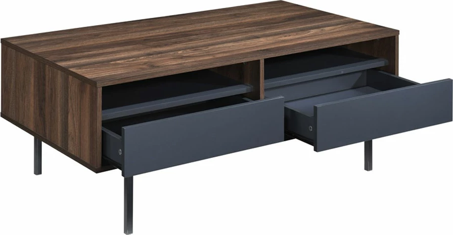 Tavolinë kafeje Grooves, 2 sirtarë, ngjyrë arre-gri, 110x60x45