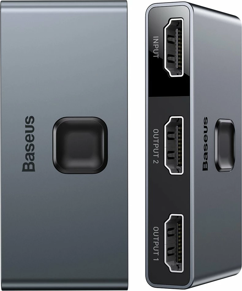 Switch HDMI Baseus CAHUB-BC0G, 2x HDMI, 4K/30Hz, Gri