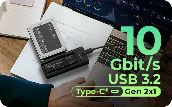 Docking station IcyBox IB-180MS-C31 për SSD/HDD 2.5"/3.5" & M.2 NVMe/SATA, USB 3.2, E zezë