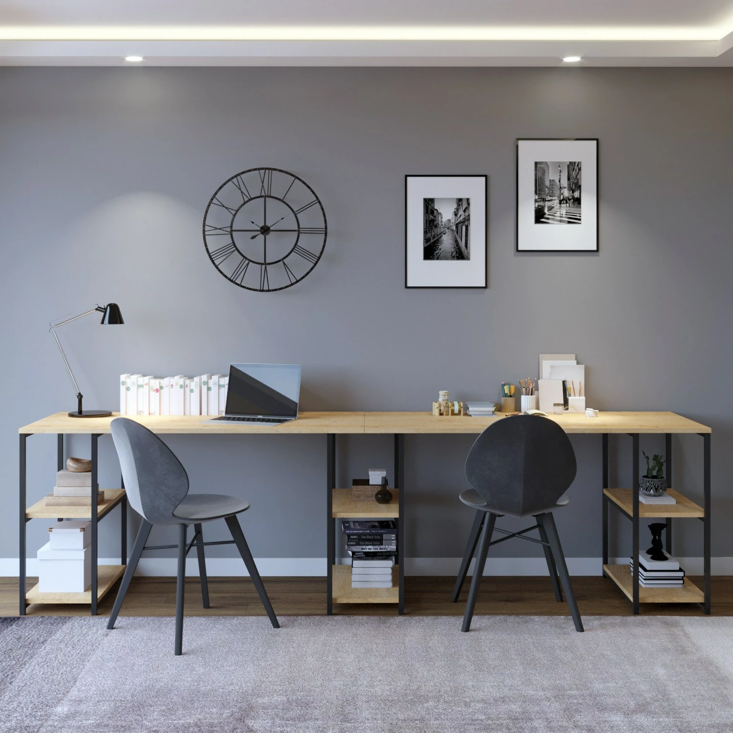 Tavolinë pune moderne, ngjyrë lisi, Skye Decor, Sade - L204