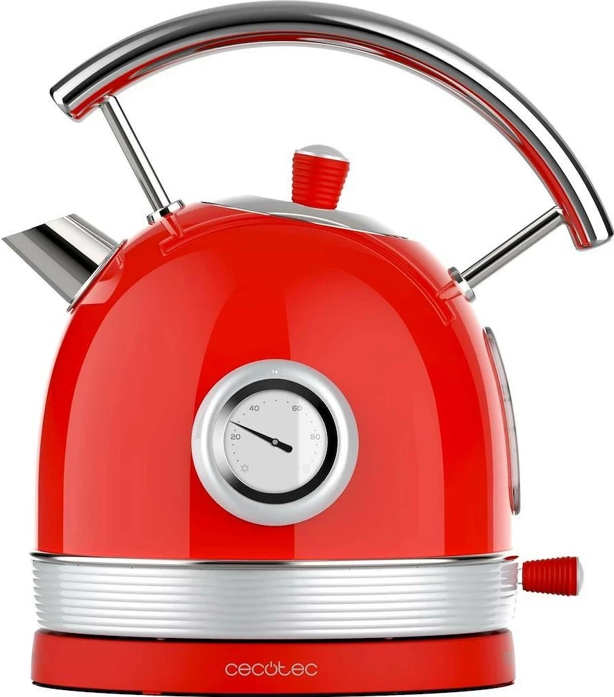 Çajnik elektrik Cecotec Thermosense 420, 1.8L, 2200W, inox, kuq