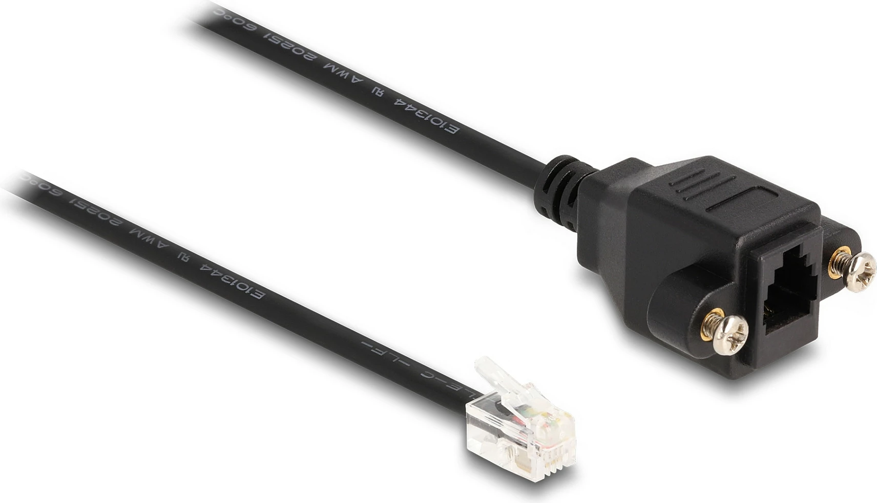 Kabllo DeLOCK RJ12 mashkull në RJ12 femër (për montim), 30 cm, e zezë