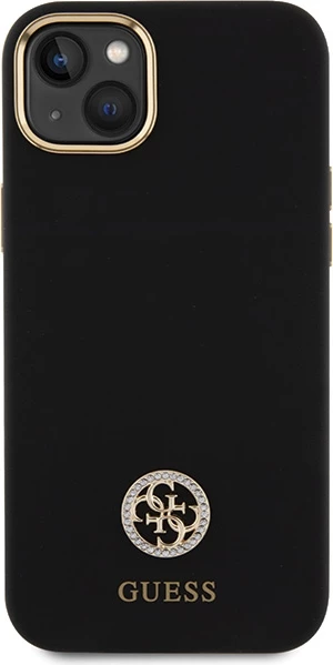 Mbështjellës Guess Silicone Logo Strass 4G për iPhone 15 Plus / 14 Plus 6.7", Zi