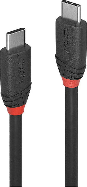 Kabllo USB-C në USB-C LINDY Black Line 0.5m, USB 3.2 Gen 1, 10Gbps, i zi