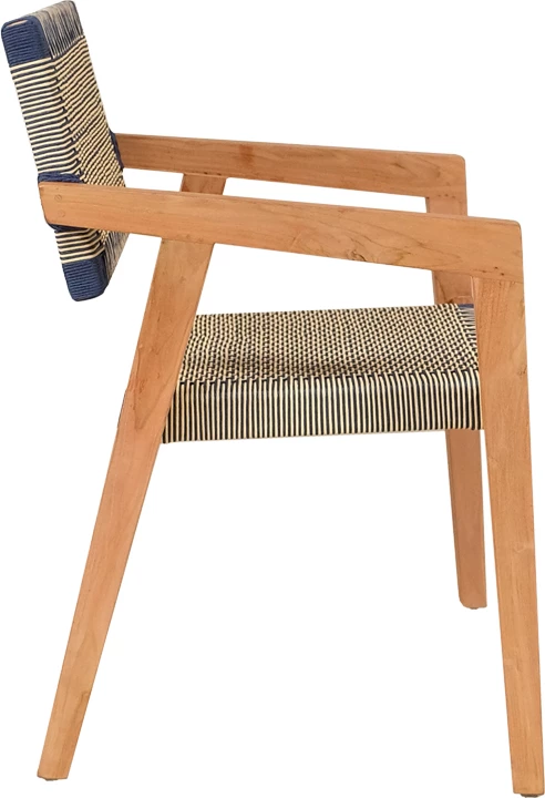 Karrige Salama, skelet druri teak, ngjyrë natyrale dhe litar krem-e-zi, 57x60x85cm