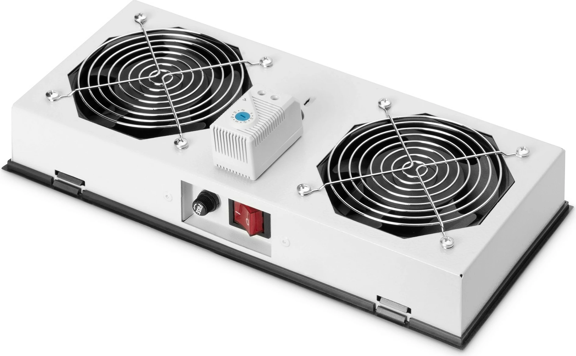 Modul ventilatori Digitus për kasë rrjeti 19", 2 ventilatorë, termostat, gri