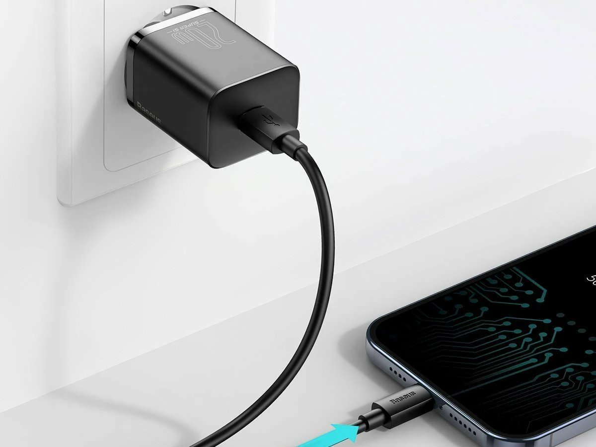 Karikues rrjeti Baseus Super Si TZCCSUP-B01 20W USB-C PD/QC 3A set me kabllo USB-C në Lightning 1 m i zi