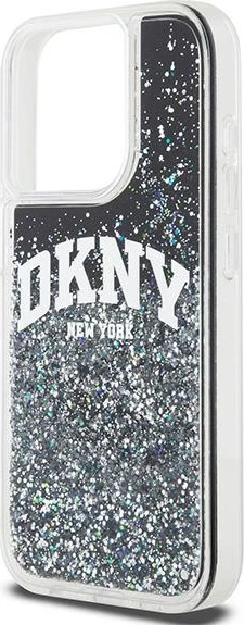 Mbështjellës DKNY Liquid Glitter Big Logo për iPhone 13 Pro / 13, i zi