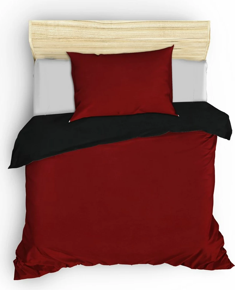 Set mbulesë jorgani Ranforce Single XXL, dyanshëm, ngjyrë e kuqe e errët dhe e zezë, L'essentiel