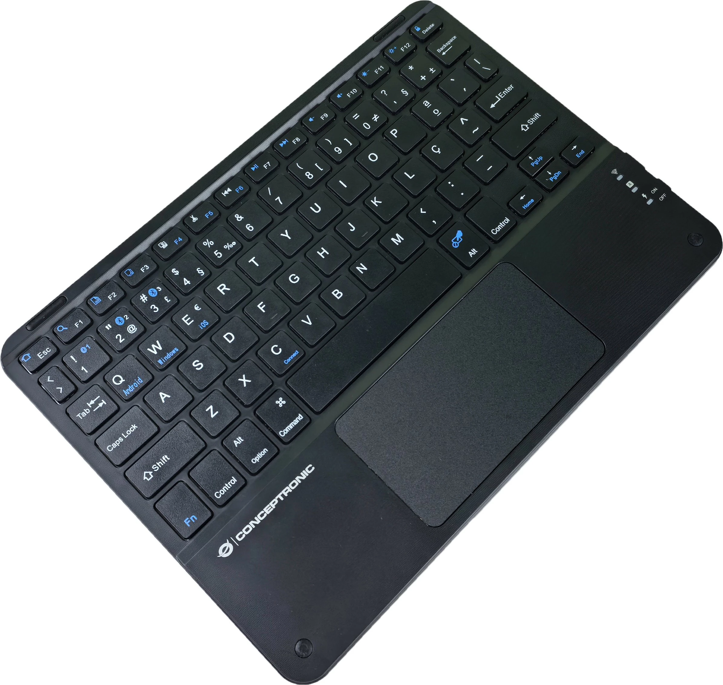 Tastierë wireless Conceptronic, QWERTY portugalisht, touchpad, Bluetooth, e zezë