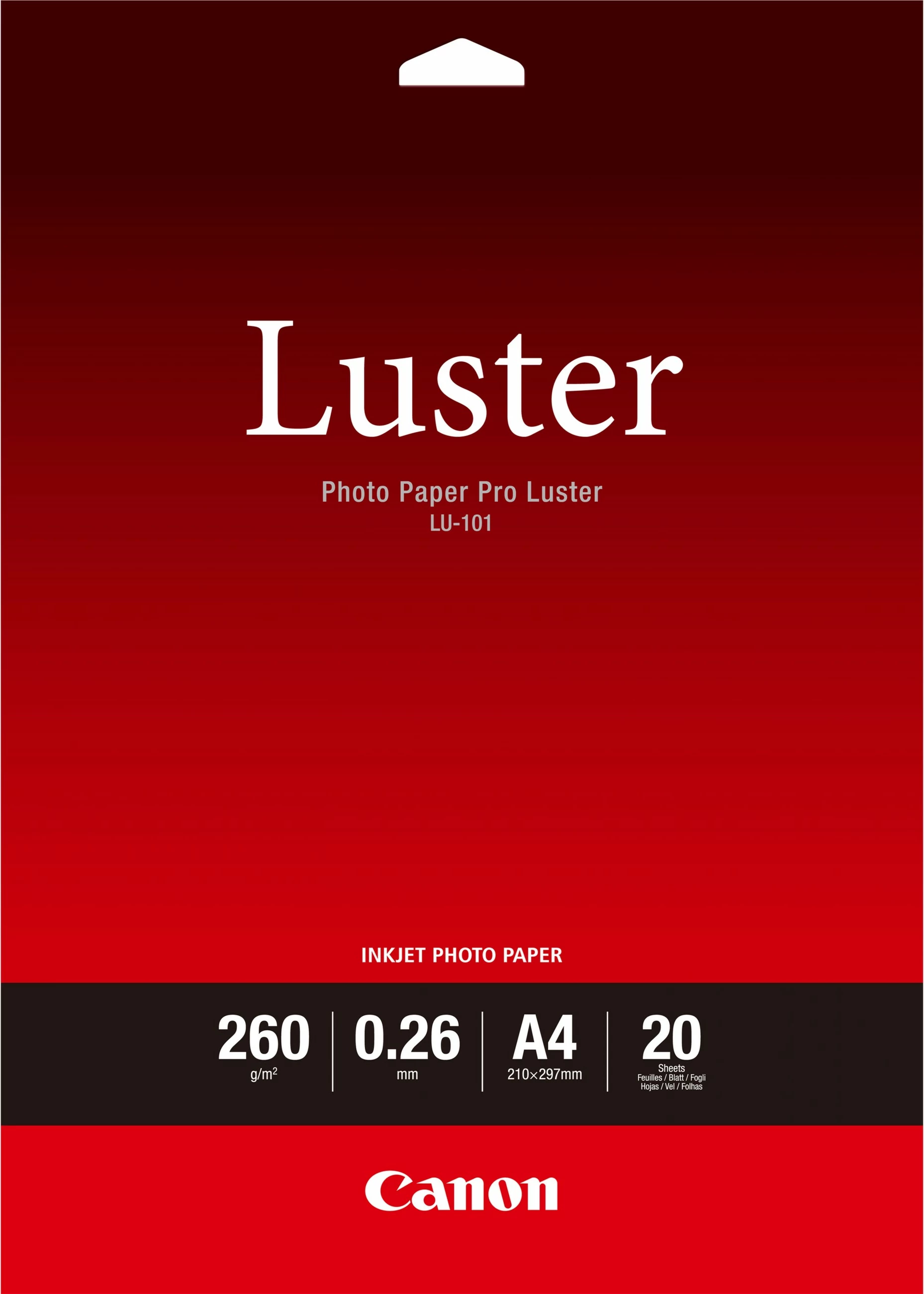 Letër foto Canon Photo Paper Pro Luster LU-101, A4, 260g/m², 20 fletë, e bardhë
