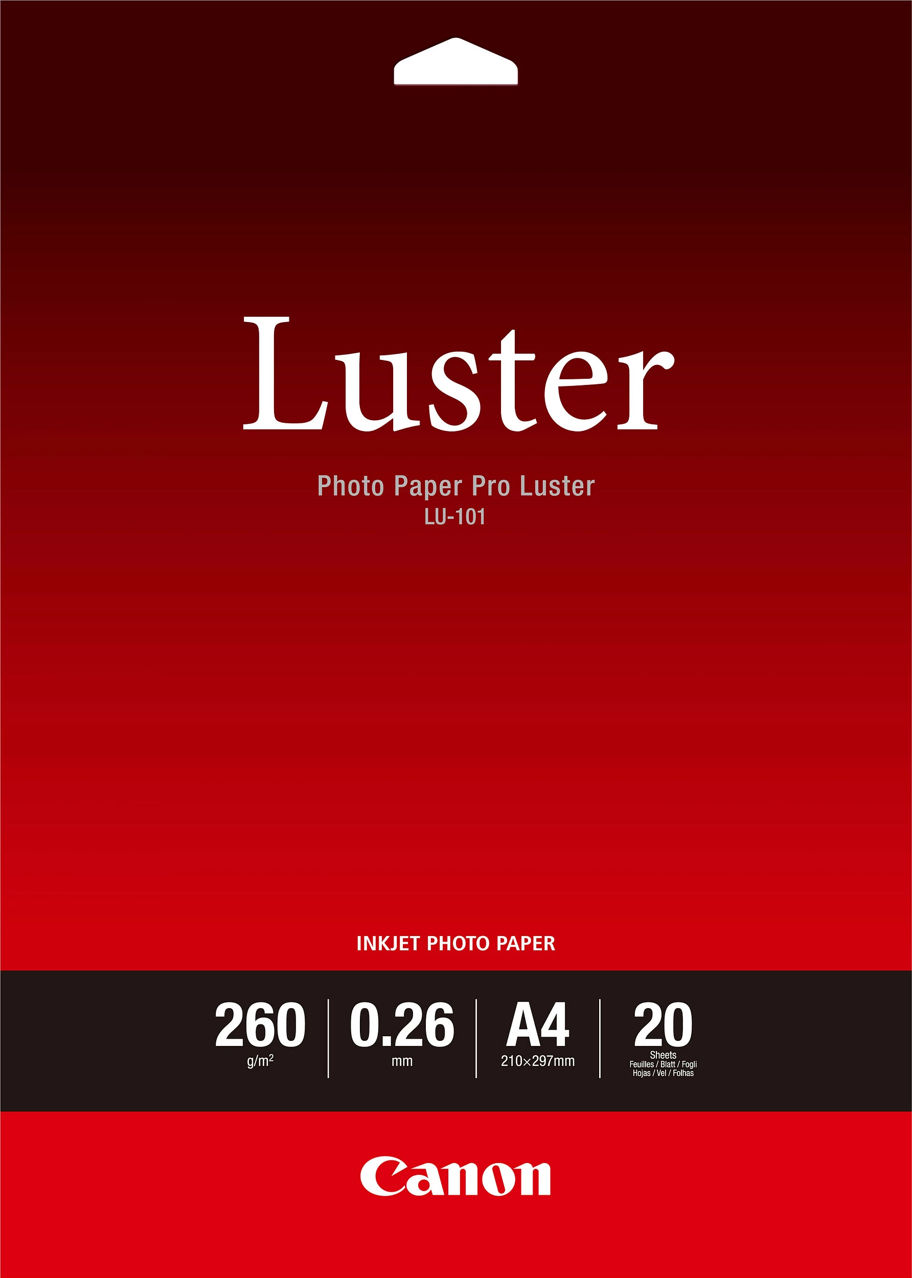 Letër foto Canon Photo Paper Pro Luster LU-101, A4, 260g/m², 20 fletë, e bardhë