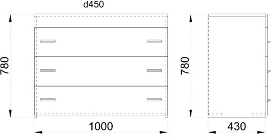 Komodë METROPOLIS me 3 sirtarë, ngjyrë sonoma e errët, sipërfaqe gur, 105x45x78cm