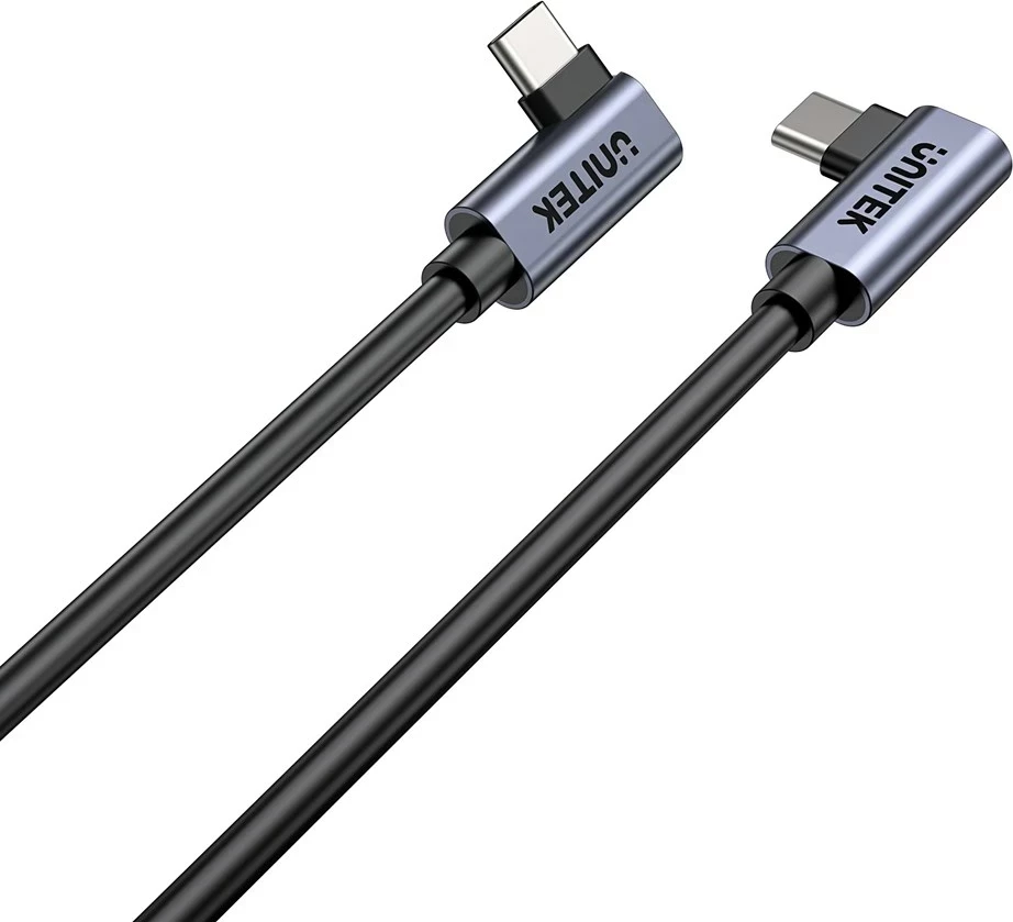 Kabllo USB C në USB C UNITEK C14147ABK01-1M, 1m, 100W, 90°, e zezë