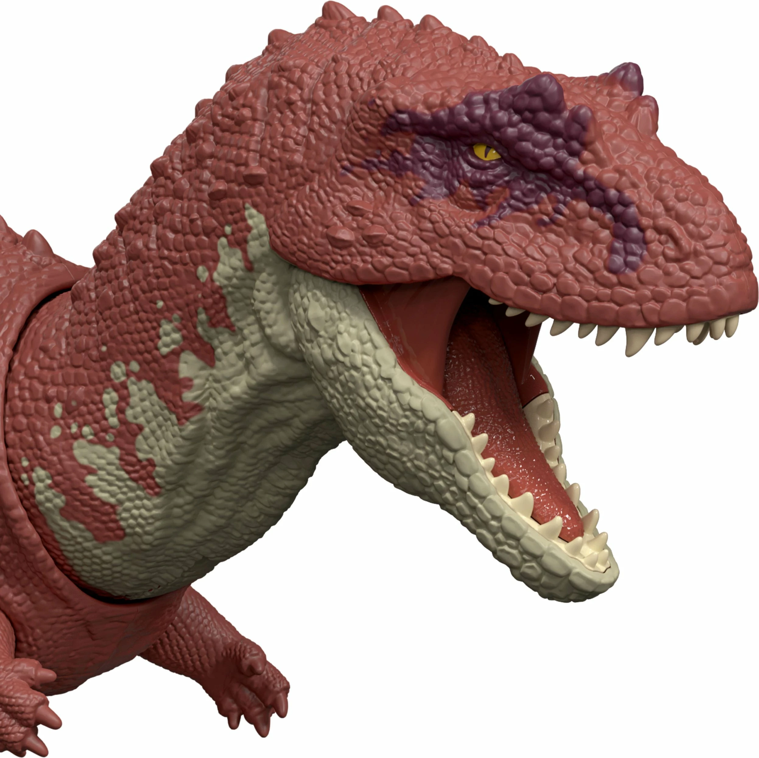 Figurinë dinosauri Mattel Jurassic World Rebirth Aucasaurus Wild Roar JGB88 32.5 cm, kafe e kuqërremtë