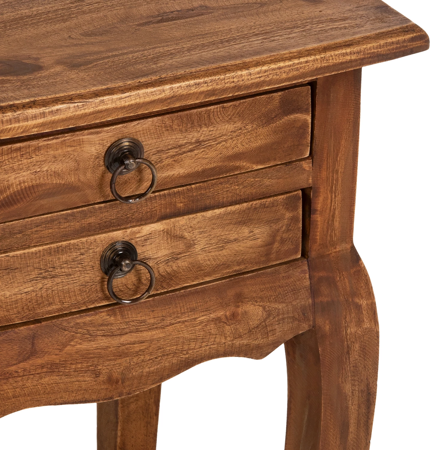 Tavolinë anësore me 2 sirtarë FH7904 dru mahagoni ngjyrë natyrale 40x30x67Hcm