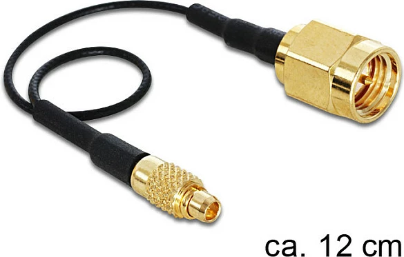 Kabllo adapter RF DeLOCK 88471, MMCX mashkull në SMA mashkull, 0.12 m, kontakte të arta, e zezë/ari
