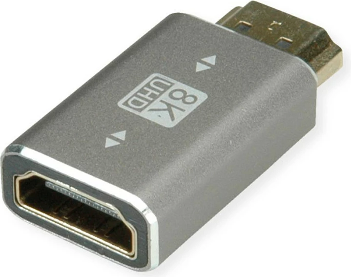 Adapter HDMI ROLINE 12.03.3250, HDMI Type A mashkull në HDMI Type A femër, 8K 60Hz, argjendtë
