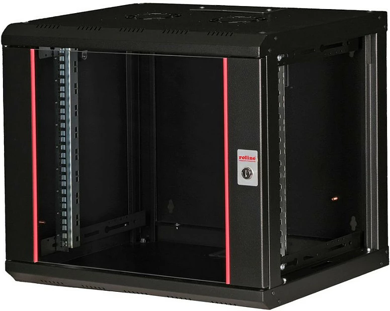 Kabinet rrjeti muror ROLINE Pro 9U, 19", 450x600 mm, derë xhami me kyç, i zi